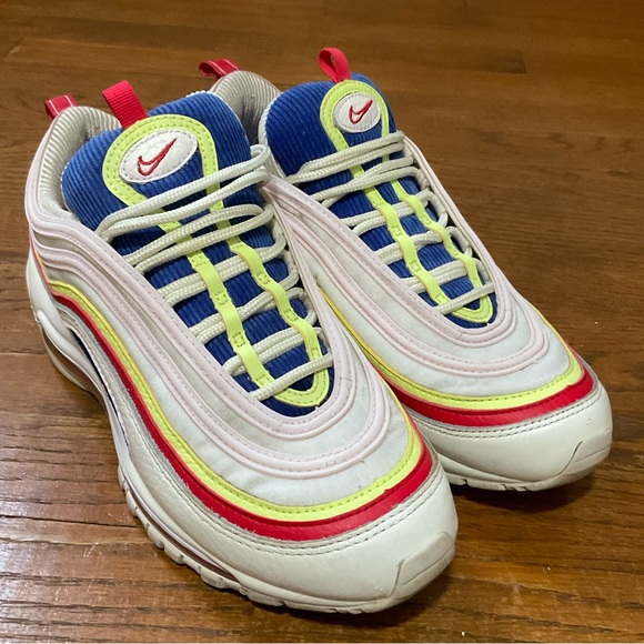 Nike Air Max 97 Corduroy Sail Volt Glow Arctic Pink Red. Good Cond. Women’s 8.5 - Picture 2 of 8